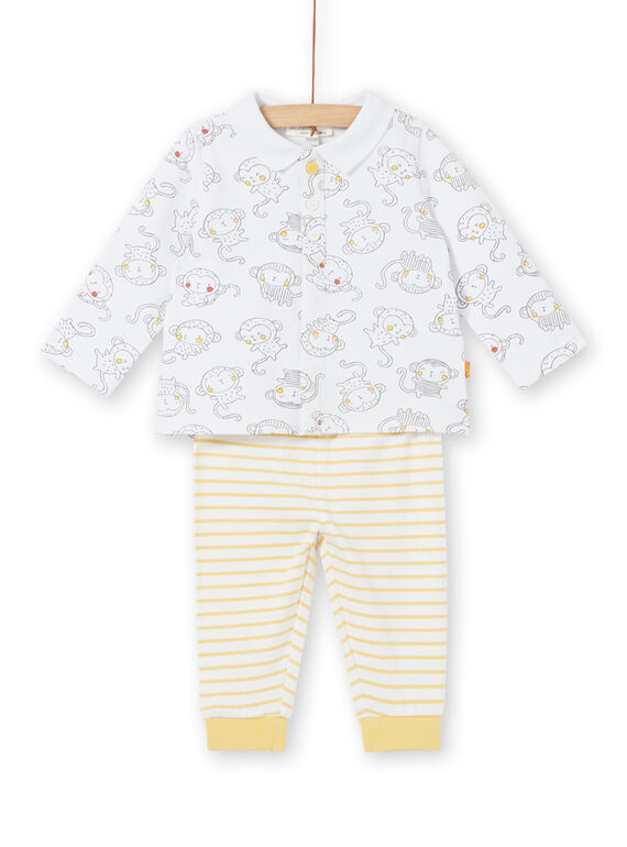 Ensemble polo imprimé singe et legging rayé naissance garçon LOU1ENS3 / 21SF04H1ENS000