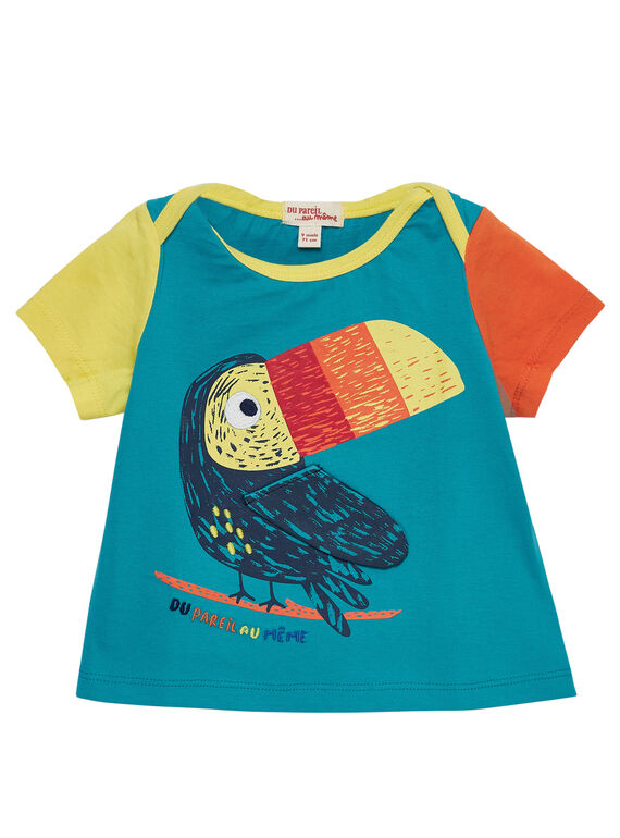 T-shirt manches courtes bleu motif toucan bébé garçon JUMARTI2 / 20SG10P1TMCC242