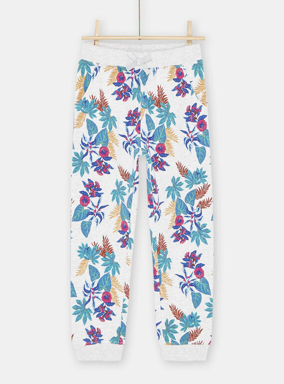 Jogging gris chiné à imprimé fleuri fille SAJOBAJOG1 / 23W901B1JGB943