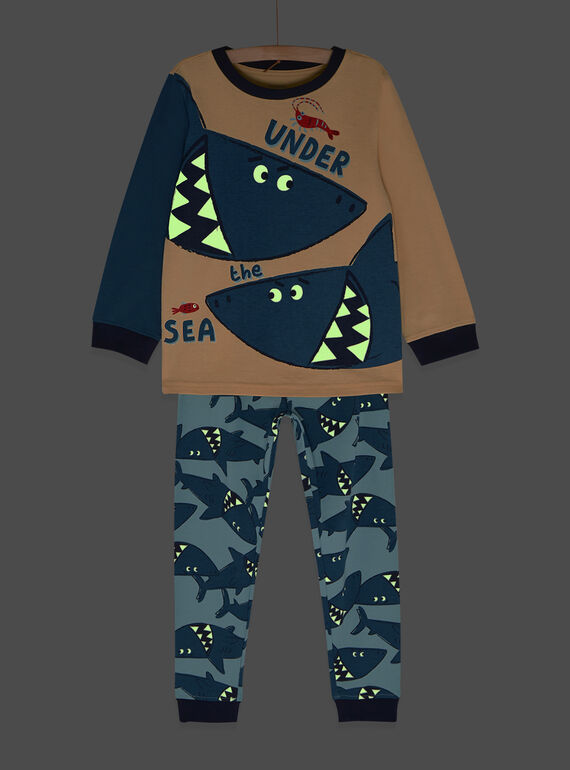 Pyjama phosphorescent sable à imprimé requin garçon SEGOPYJREQ / 23WH1236PYJ808