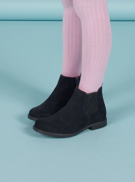 Bottines bleu marine en suède enfant fille MABOOTVIA / 21XK3572D0D070