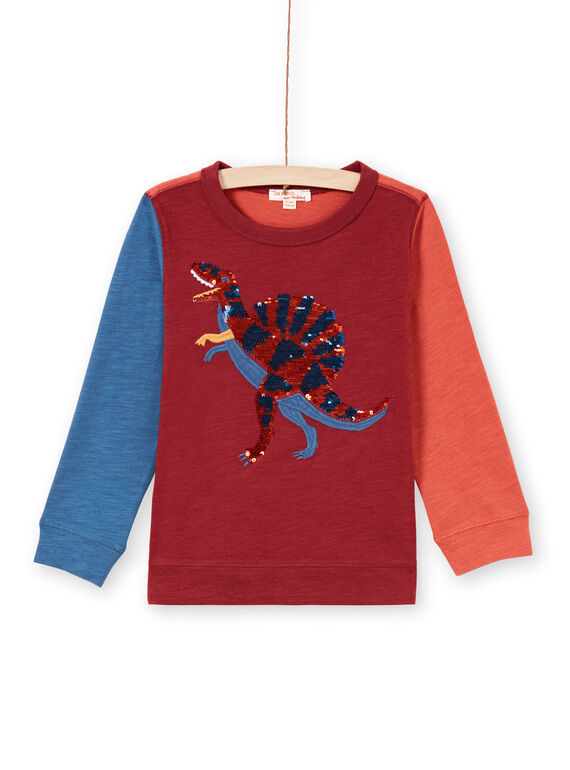 T-shirt tricolore animation dinosaure à sequins réversibles enfant garçon MOPATEE3 / 21W902H1TML719