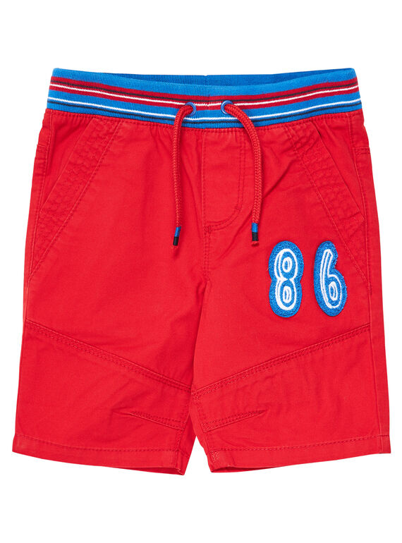 Bermuda elastiqué rouge garçon avec ceinture rayée JOGRABER1 / 20S902E1BERF505