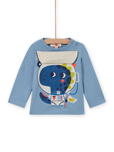 T-shirt bleu horizon animation dragon astronaute bébé garçon MUPLATEE1 / 21WG10O2TML216