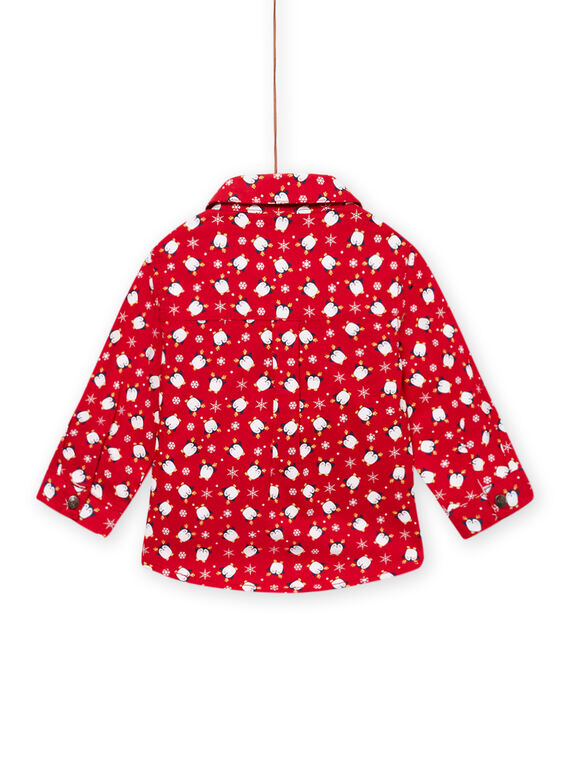 Chemise oxford rouge à imprimé pingouin, flcons et nœud papillon bébé garçon MUNOCHEM / 21WG10Q2CHM050