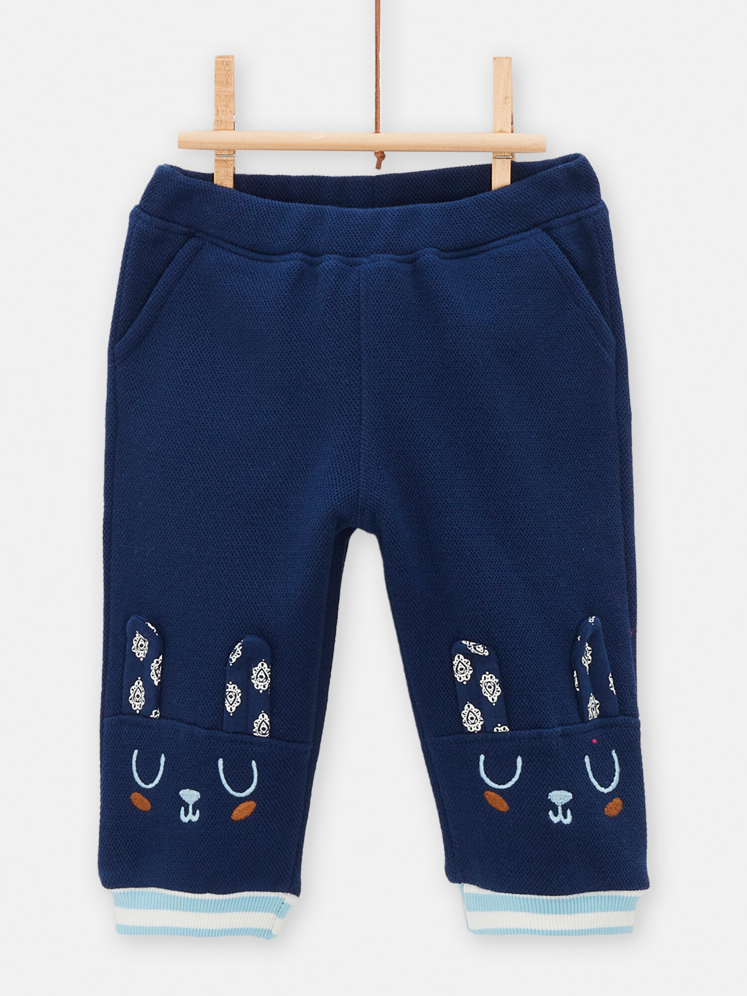 Pantalon bleu avec broderie pour b b gar on Pantalon Jean DPAM