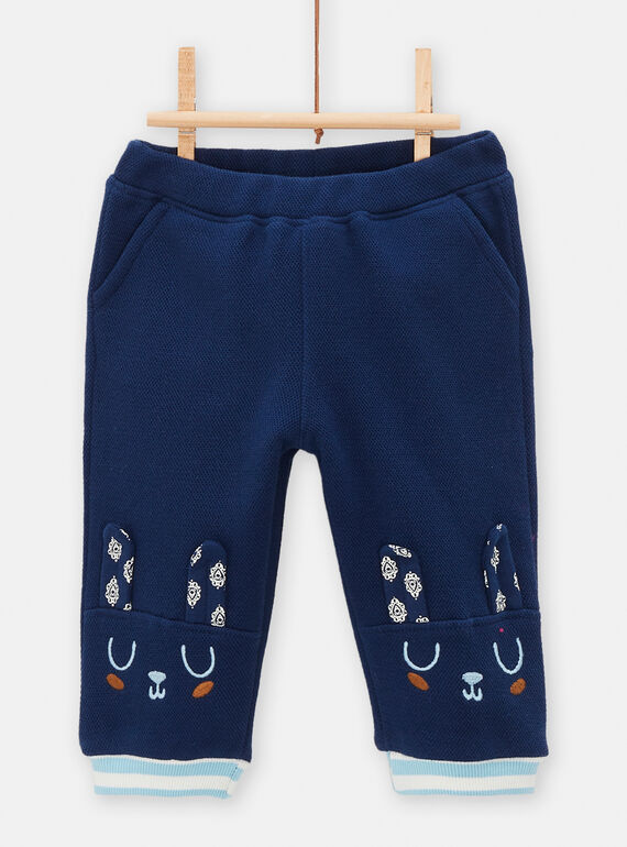 Pantalon bleu avec broderie pour bébé garçon TUDEPAN2 / 24SG10J1PANC214