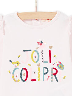 T-shirt manches longues rose lettrage Joli Colibri bébé fille MIKATEE / 21WG09I1TML632
