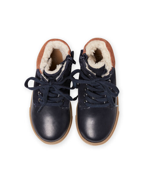 Bottes bleu marine fourrées à lacets enfant garçon MOBASCHARLY / 21XK3682D3F070