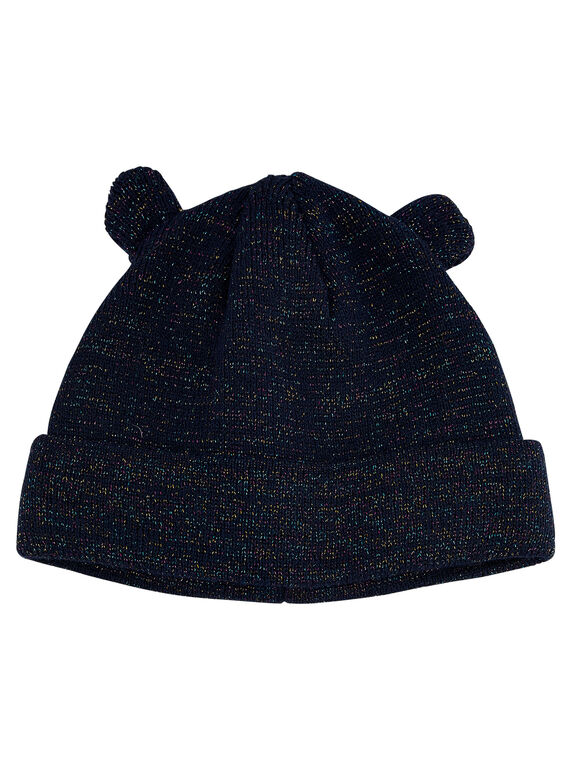 Bonnet fille marine avec lurex multicolor.  JYACLOBON / 20SI0111BON705