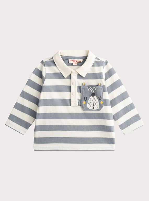 Polo rayé à animation ours pour bébé garçon VUPERPOL / 24WG10R1POLC202