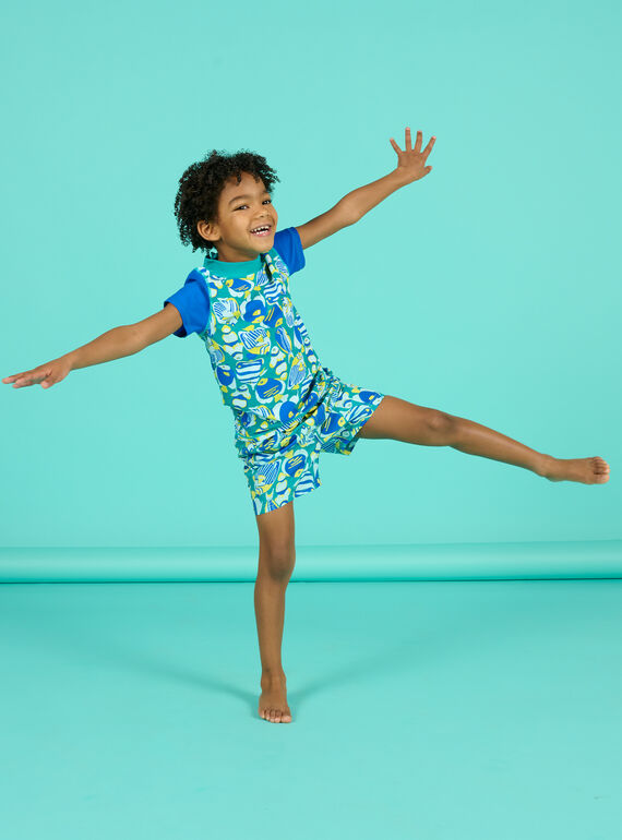 T-shirt anti-UV bleu enfant garçon NYOMERUVTIPOI / 22SI02L1TUVC242