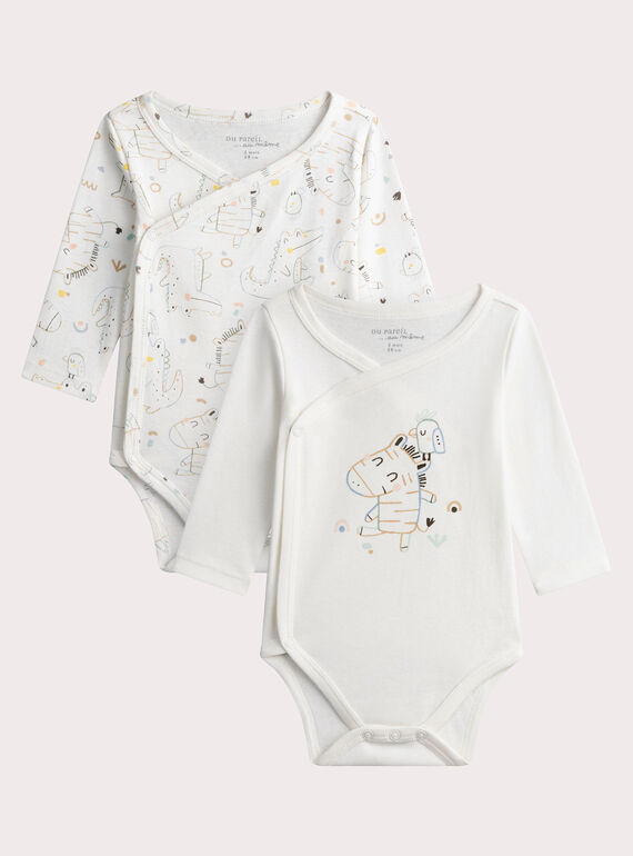 Lot de 2 bodies naissance écrus imprimés zèbre WOU1BOD2 / 25SF0471BDN005