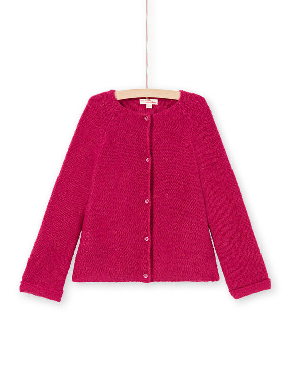 Gilet manches longues uni rose enfant fille MAJOCAR4 / 21W90122CARD312