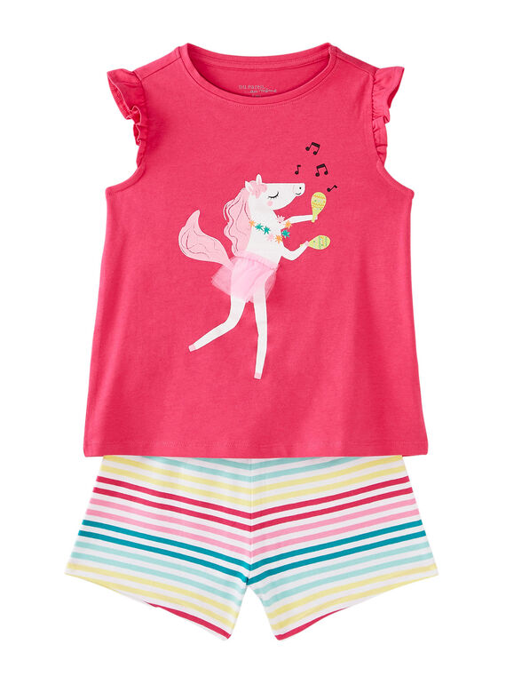 Pyjama court enfant fille rose  JEFAPYJ4 / 20SH11U3PYJD323