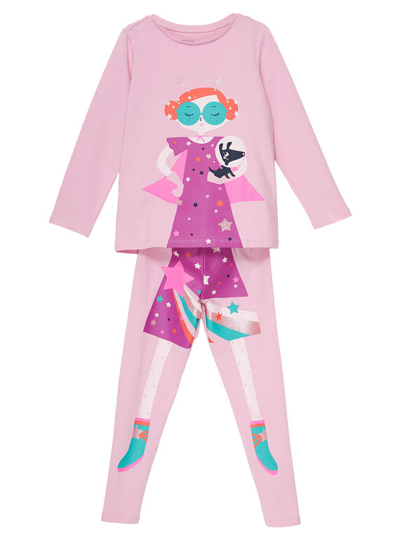 Pyjama déguisement rose enfant fille avec son range-pyjama JEFAPYJCOS / 20SH11L3PYGD303