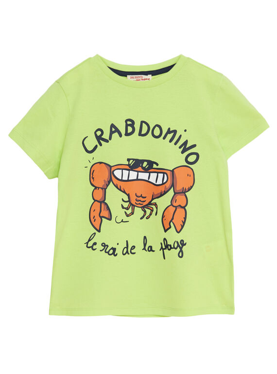 Tee shirt garçon manches courtes jaune imprimé crabe JOJOTI9 / 20S902T3D31103