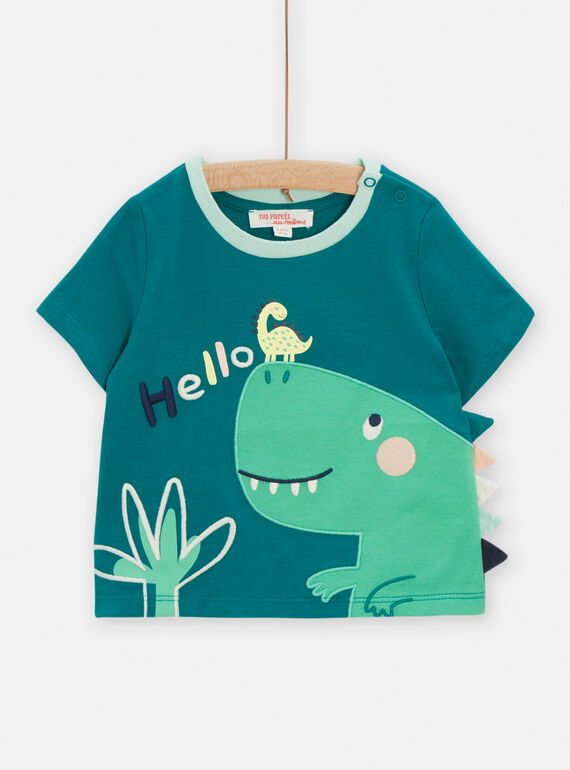 T-shirt émeraude à animation dinosaure pour bébé garçon TUCOTEE2 / 24SG10N1TMC608