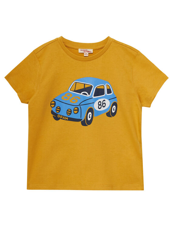 Tee-shirt manches courtes jaune maïs garçon imprimé voiture JOSOTI / 20S90281TMCB107