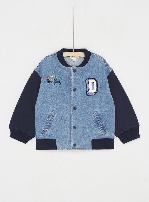 Veste bi matière en denim et molleton pour garçon SOLINGIL / 23W902H1GILP274