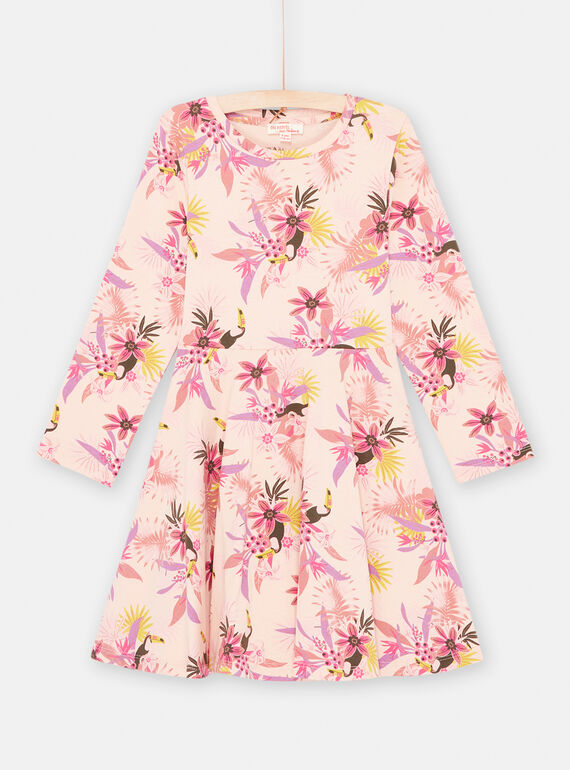 Robe rose à imprimé tropical fille SAJOROB3 / 23W901G1ROBD322