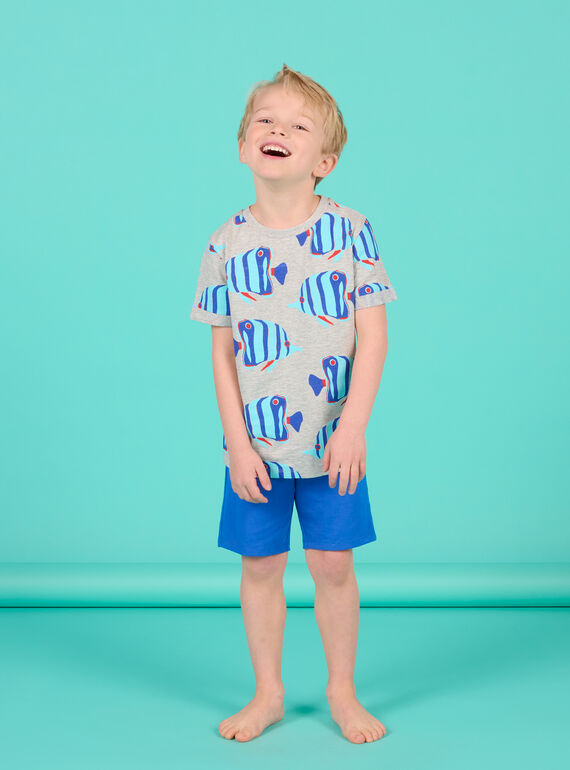 Ensemble gris chiné et bleu enfant garçon NOPLAENS6 / 22S902K6ENSJ922