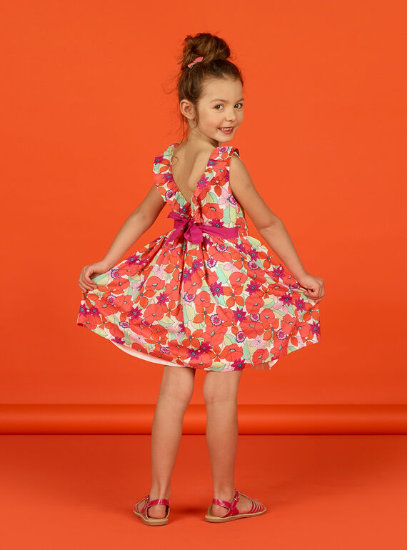 Robe sans manches imprimé fleuri enfant fille LAVIROB1 / 21S901U1ROB000