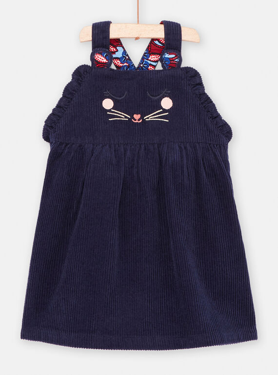 Robe bleu nuit en velours côtelé bébé fille SIFORROB2 / 23WG09K1ROBC205