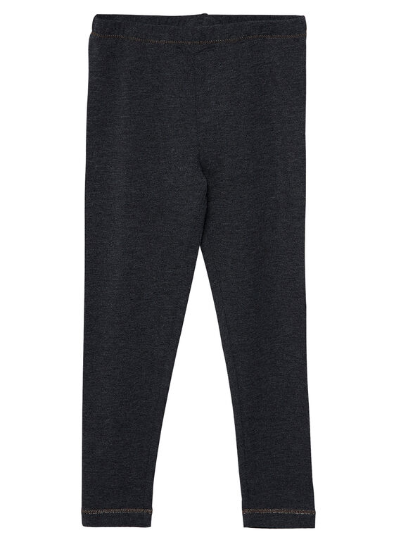 Legging uni gris foncé enfant fille JYAESLEG3 / 20SI0161D26944