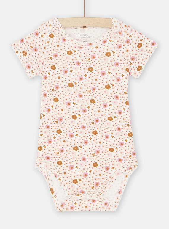 Body écru et rose à imprimé fleuri bébé fille SEFIBODLIB / 23WH1366BDL001