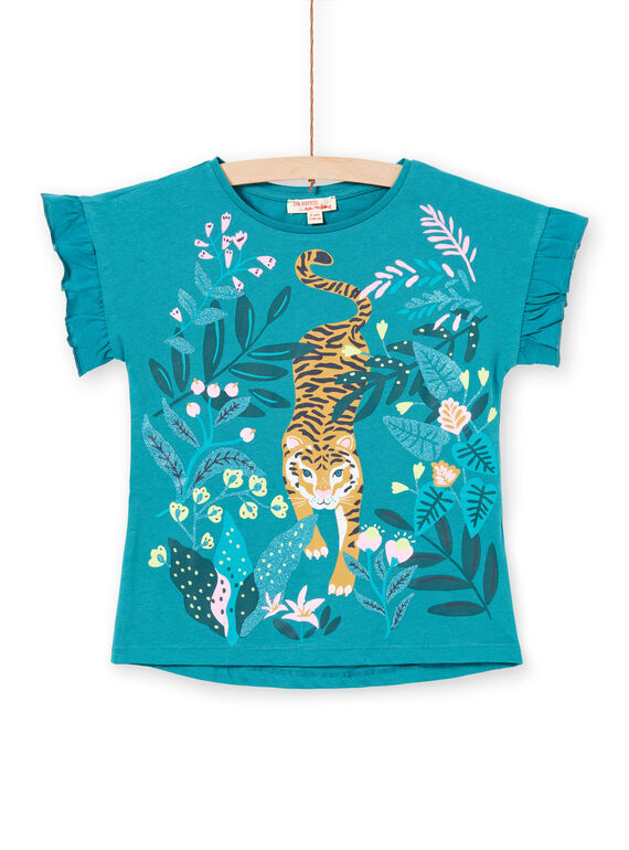 T-shirt bleu canard enfant fille LAVERTI2 / 21S901Q1TMCG621