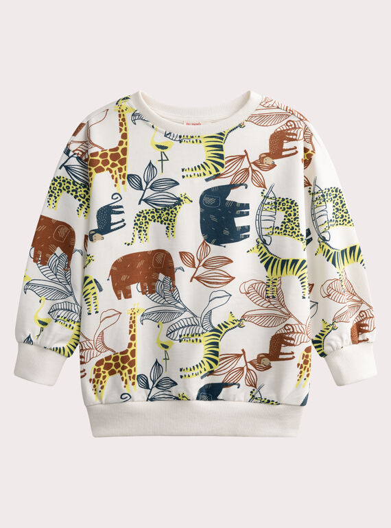 Sweat écru imprimé animalier WOPRISWE / 25S902S1SWE001