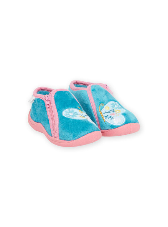 Bottillons bleu azur et roses à motif papillon bébé fille NIPANTPAPILL / 22KK3723D0AC201