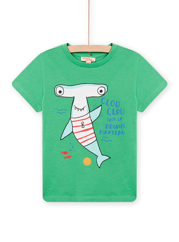 T-shirt vert à motif requin marteau enfant garçon NOJOTI7 / 22S902C3TMC617
