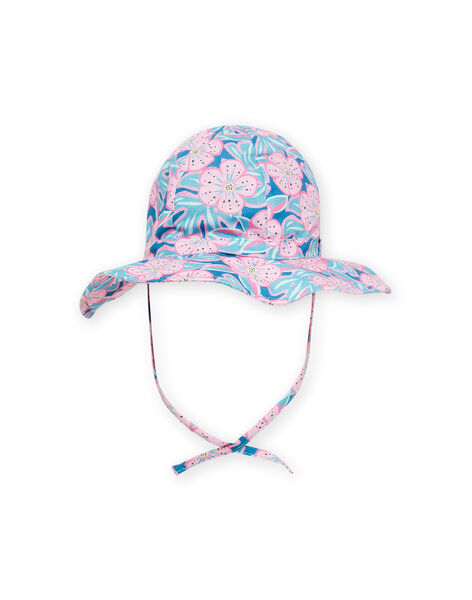 Chapeau bleu pétrole à imprimé fleuri bébé fille NYIFICCHA / 22SI09C4CHA215