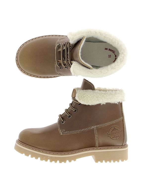 Boots fourrée en cuir garçon DGBOOTNIA / 18WK36T4D0D804