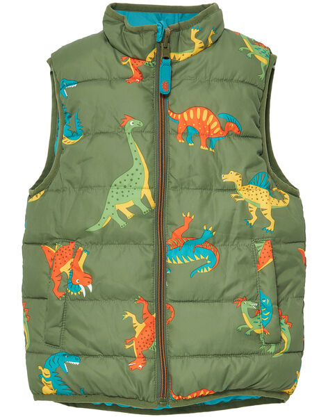 Doudoune Sans Manche Reversible Garcon Imprimee Dinosaure Veste Blazer Enfant Dpam
