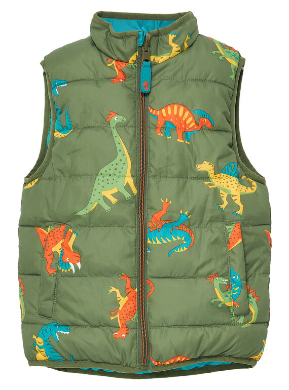 Doudoune sans manche réversible garçon imprimée dinosaure JOGROBLOU2EX / 20S902I7BLO604