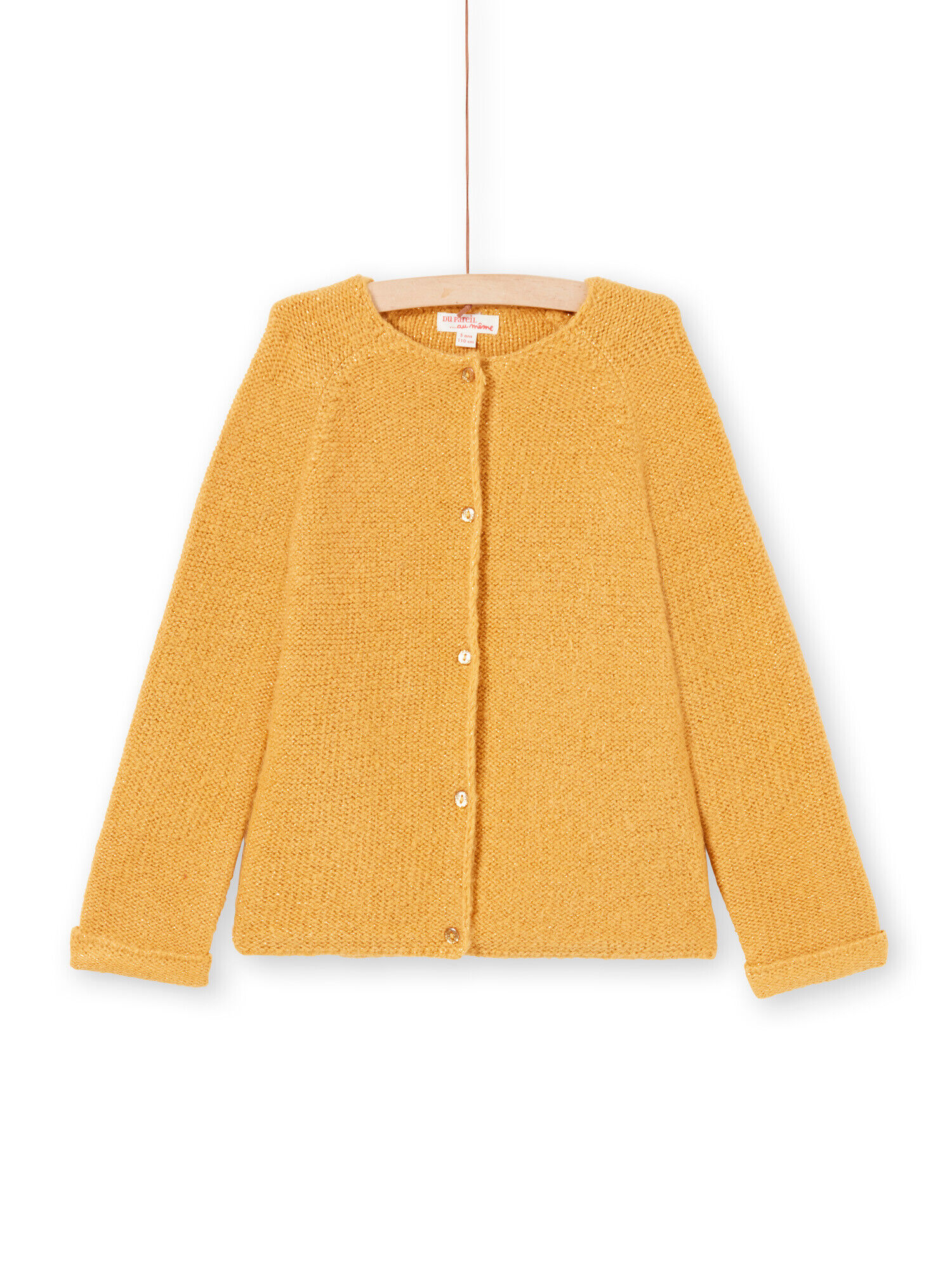 Gilet manches longues uni moutarde enfant fille Pull Sweat Gilet DPAM
