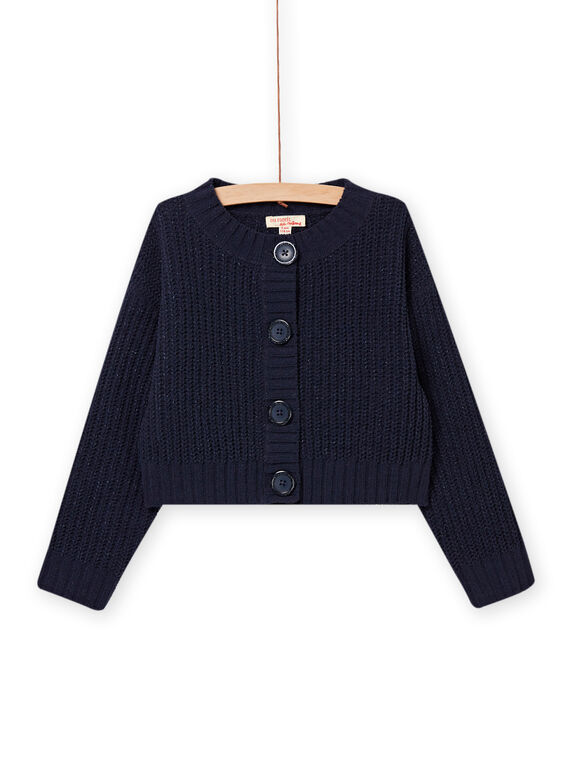 Cardigan en maille bleu nuit enfant fille NAJOCAR2 / 22S90162CARC205