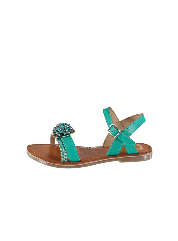 Sandale ville en cuir et cuir iridescent FFSANDLO / 19SK35D6D0E202