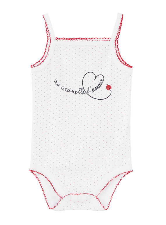 Body bébé fille à bretelles blanc JEFIBODCOC / 20SH13V3BDL000