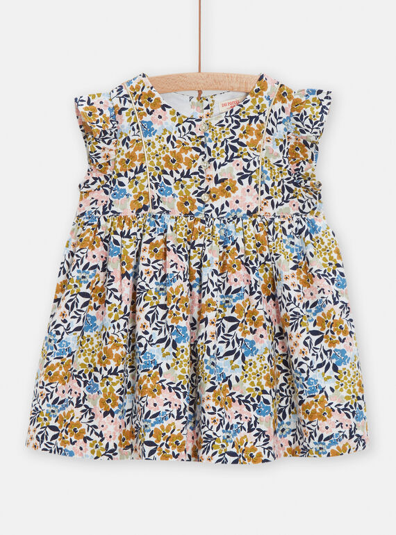 Robe écrue à imprimé fleuri pour bébé fille VIGAROB2 / 24WG0911ROB001