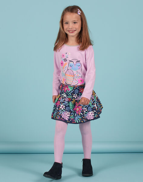 Jupe réversible bleu nuit imprimé fleuri enfant fille MAPLAJUP1 / 21W901O1JUPC202