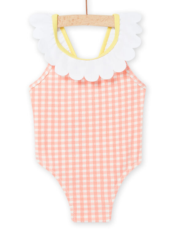Maillot de bain 1 pièce corail à imprimé carreaux bébé fille NYIMER1 / 22SI09L1MAI404