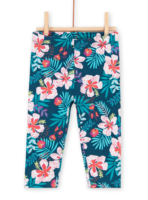 Legging bleu imprimé tropical bébé fille LYIBONLEG / 21SI09W1CAL716