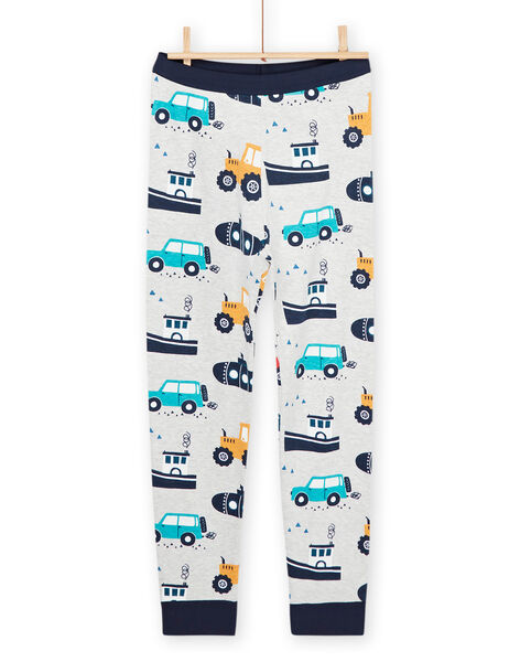 Pyjama gris chiné à imprimé tracteurs, voitures, bateaux et sous-marin REGOPYJAUTO / 23SH1253PYJJ922