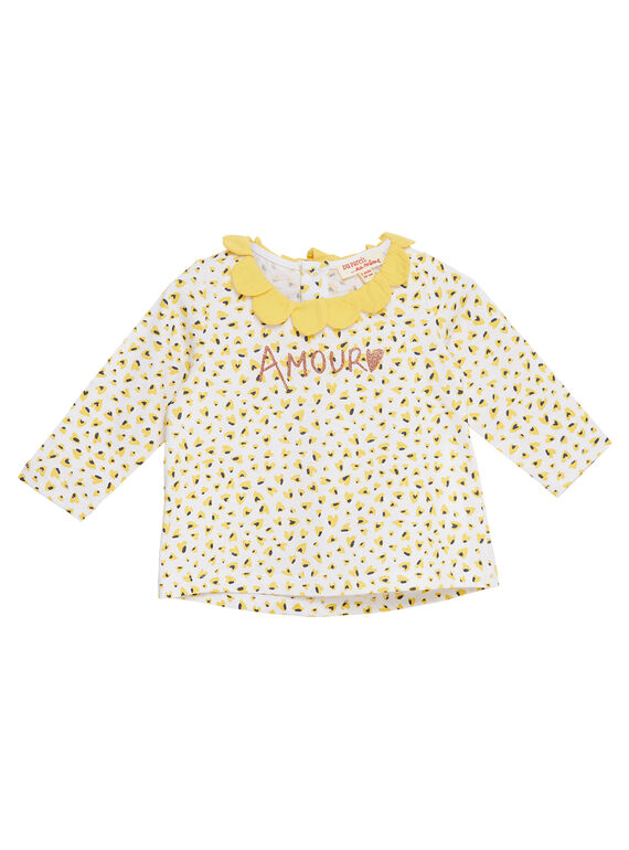 Tee shirt manches longues imprimé avec col bébé fille JITROBRA / 20SG09F1BRA000