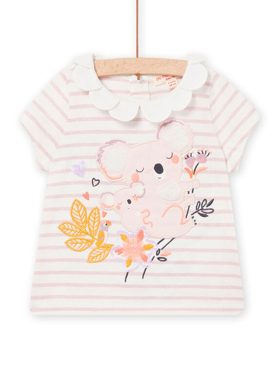 T-shirt à rayures col fleur animation koalas bébé fille NIMOBRAEX / 22SG09N2BRAD327