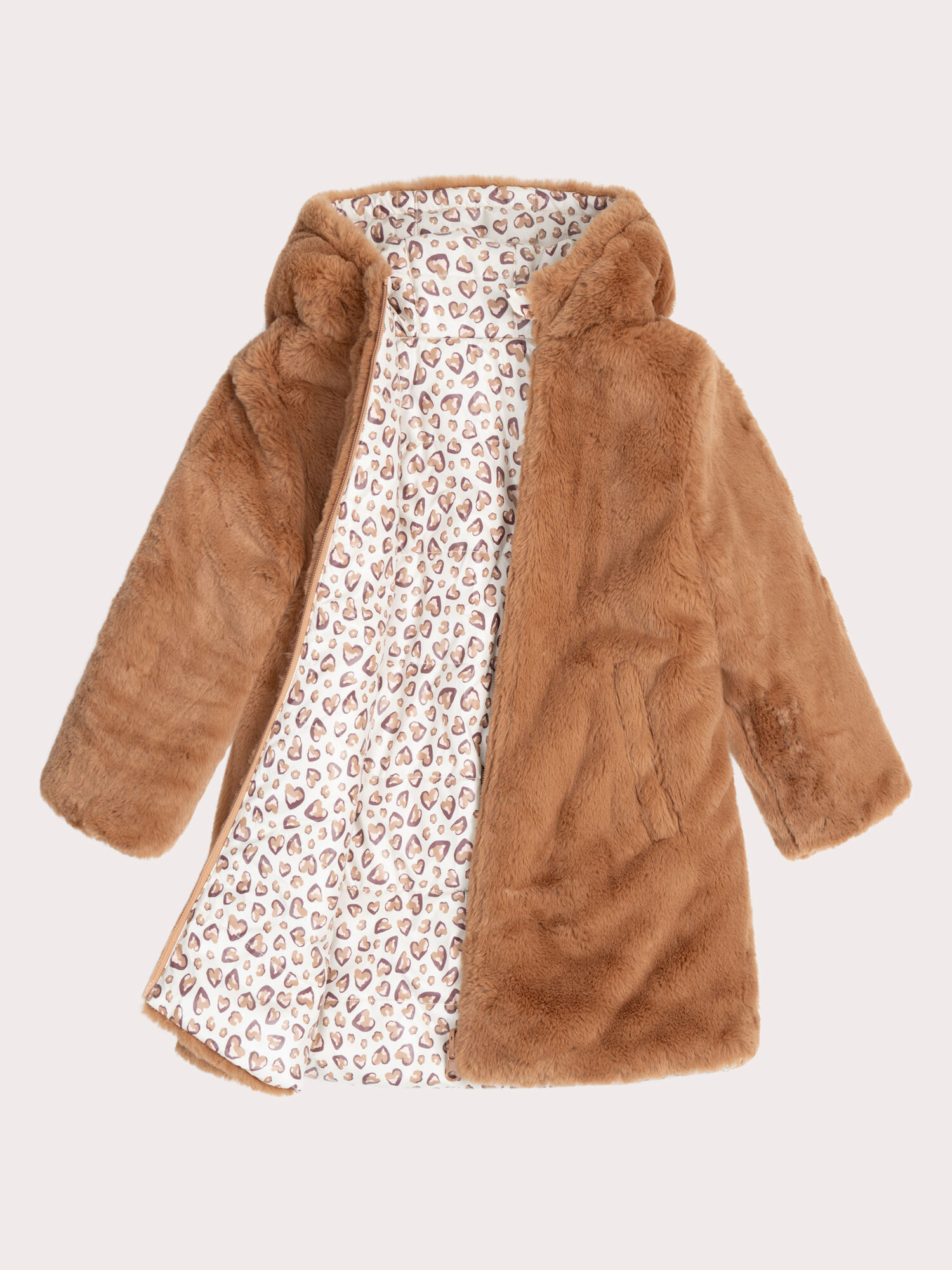 Doudoune reversible marron clair pour fille Manteau Blouson Veste DPAM
